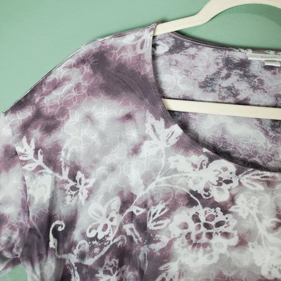 J. Jill PureJill Womens Violet Tie Dyed Scoop Neck Floral Long Sleeve Tee Size L - Picture 4 of 6